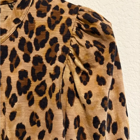 Veronica Beard Brown Leopard puff sleeved Long Sleeve Top - Picture 4 of 5